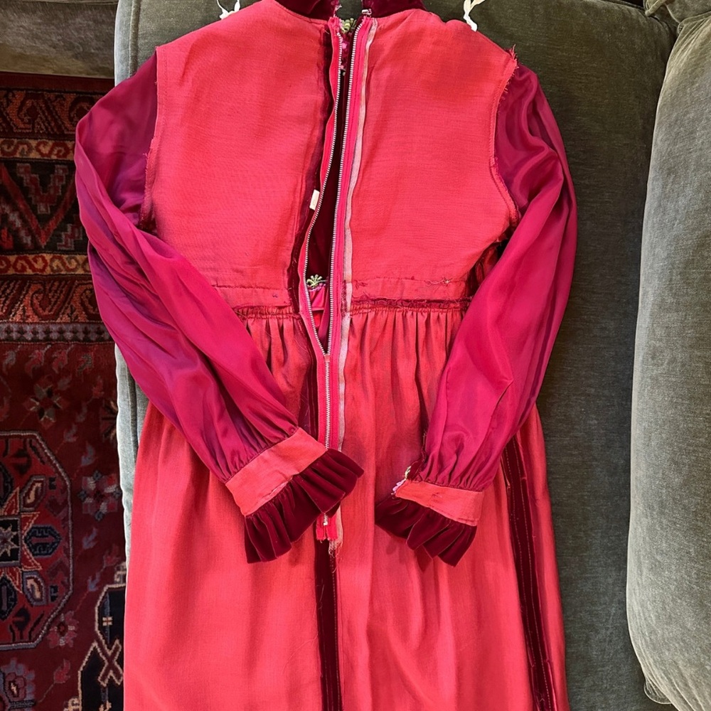 1970s Velvet Renaissance Revival Maxi Dress - Picture 11 of 12